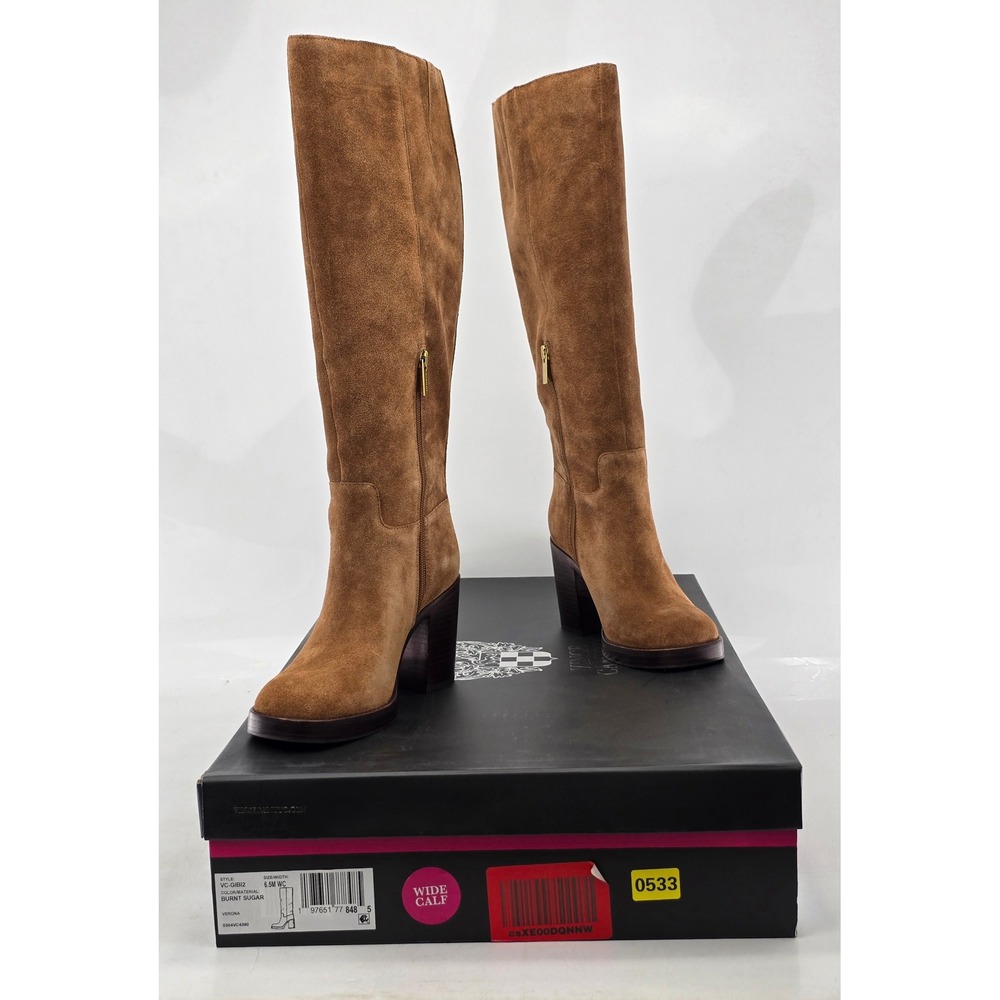 Vince Camuto Verona Knee High Boots Women 6.5M Burnt Sugar Suede Wide Calf - New